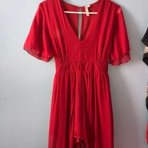 Short Pants with Over Skirt- Red Romper